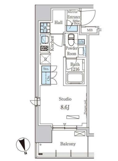 パークアクシス築地　508号室　間取り