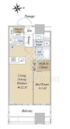 シティタワー銀座東　15F3号室　間取り