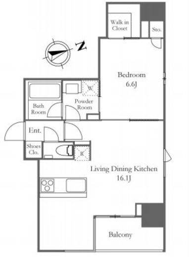 カーサスプレンディッド麻布十番　1302号室　間取り