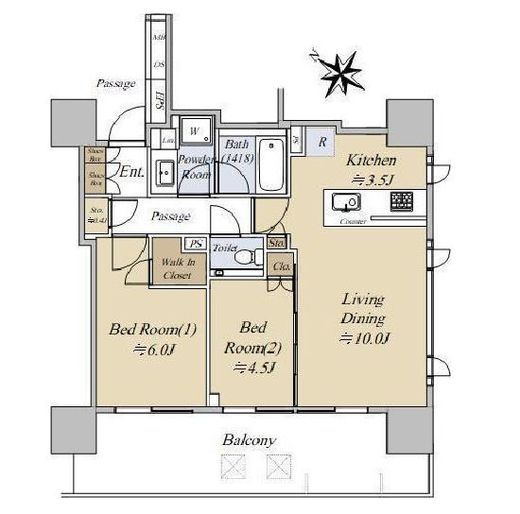 シティハウス目黒ザ・グランド　4F2号室　間取り