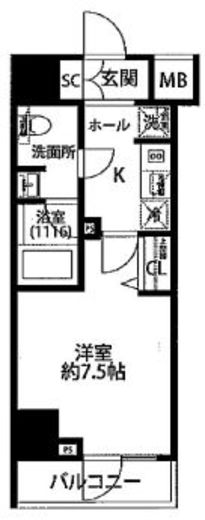 プレール・ドゥーク芝浦　405号室　間取り