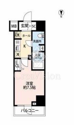 プレール・ドゥーク芝浦　407号室　間取り