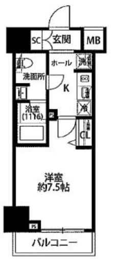 プレール・ドゥーク芝浦　703号室　間取り
