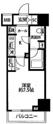 プレール・ドゥーク芝浦　804号室　間取り