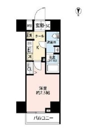 プレール・ドゥーク芝浦　806号室　間取り