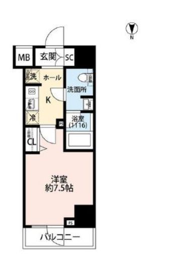 プレール・ドゥーク芝浦　807号室　間取り