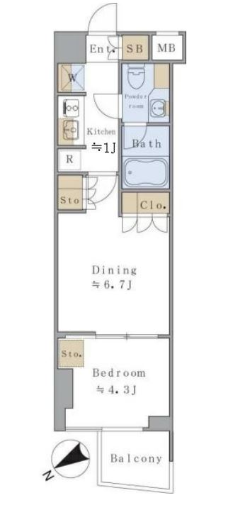 ブリリアイスト千駄ヶ谷　811号室　間取り