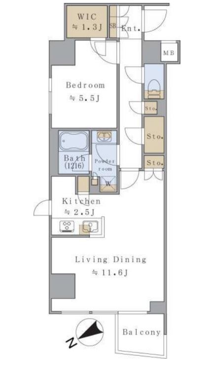 ブリリアイスト千駄ヶ谷　713号室　間取り