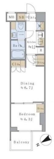 ブリリアイスト千駄ヶ谷　216号室　間取り