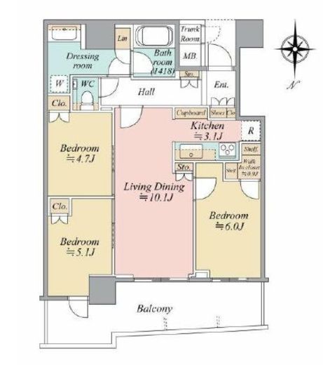 パークタワー晴海　32F2号室　間取り