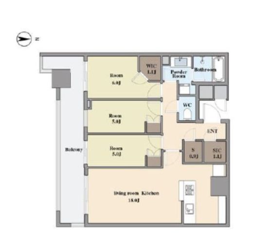 パークタワー晴海　33F3号室　間取り