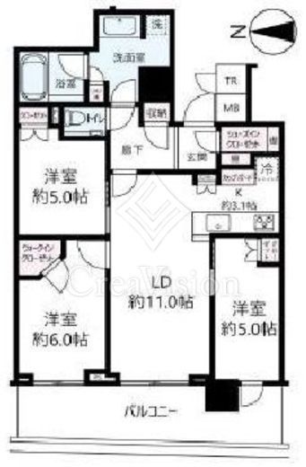 パークタワー晴海　3821号室　間取り