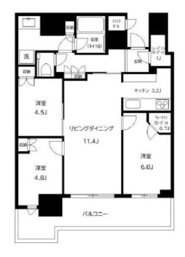 パークタワー晴海　813号室　間取り