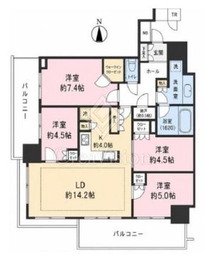 パークタワー晴海　21F1号室　間取り