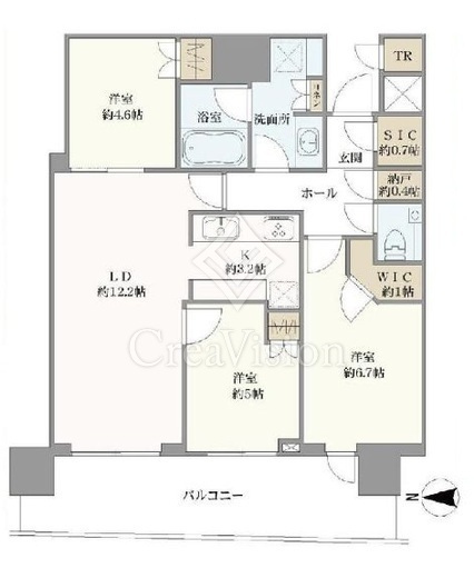 パークタワー晴海　1522号室　間取り