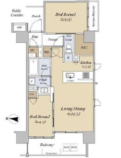 シティハウス千代田外神田　2F1号室　間取り