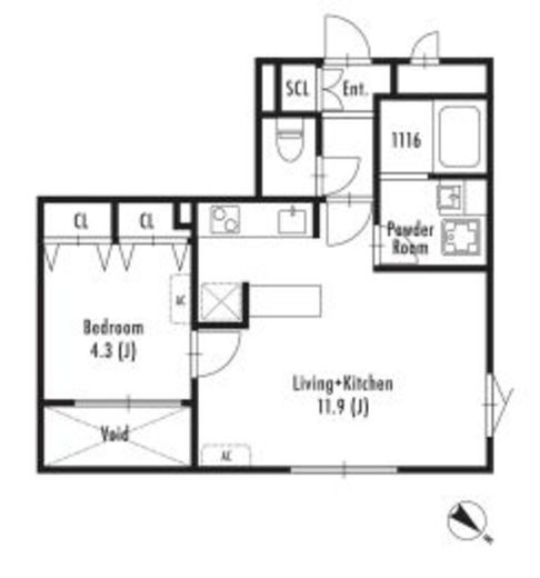 GRAN PASEO中目黒East (グランパセオ中目黒イースト)　201号室　間取り