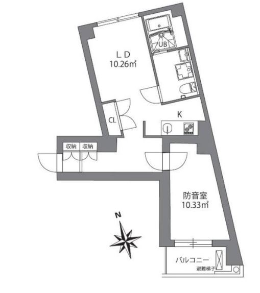 アズミュージック新宿御苑（旧：リヨンドール新宿御苑）　203号室　間取り