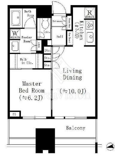 グランヴィスタ神田練塀町　1904号室　間取り