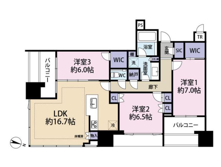 シティタワー大井町　12F号室　間取り