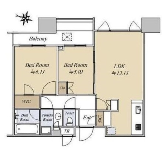 シティタワー大井町　29F1号室　間取り