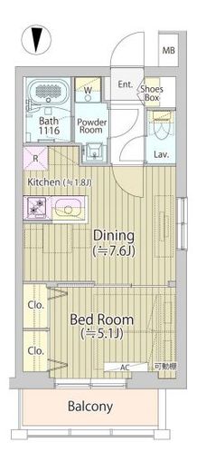 パークウッズ戸越公園　207号室　間取り