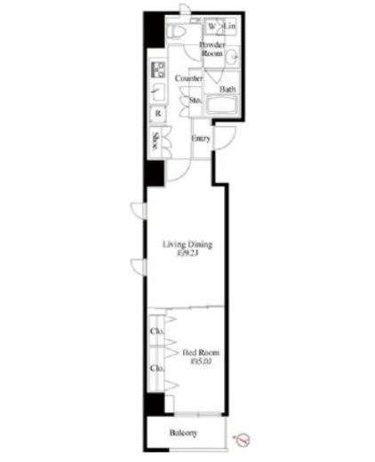グランパセオ日本橋三越前　1001号室　間取り