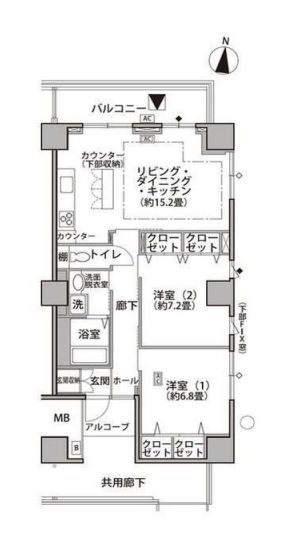 東雲キャナルコートCODAN　21号棟1301号室　間取り