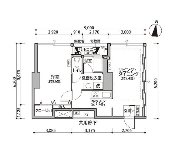 東雲キャナルコートCODAN　11号棟915号室　間取り