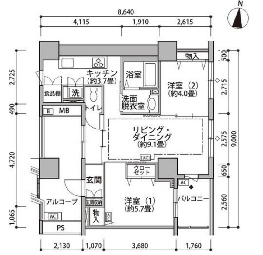 東雲キャナルコートCODAN　19号棟609号室　間取り