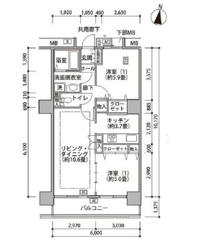 東雲キャナルコートCODAN　18号棟409号室　間取り