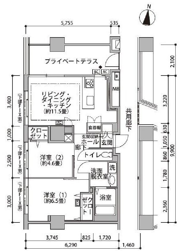 東雲キャナルコートCODAN　１９号棟1301号室　間取り