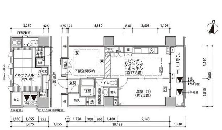 東雲キャナルコートCODAN　１８号棟1208号室　間取り