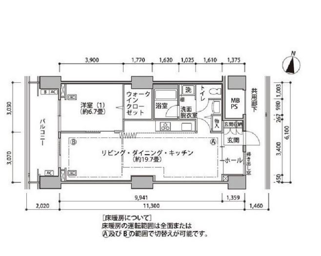 東雲キャナルコートCODAN　16号棟1305号室　間取り