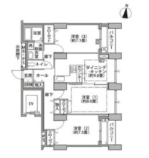 東雲キャナルコートCODAN　14-409号室　間取り