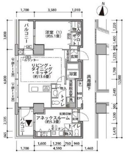 東雲キャナルコートCODAN　19-1101号室　間取り