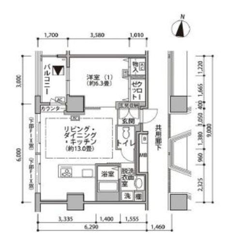 東雲キャナルコートCODAN　19-1302号室　間取り