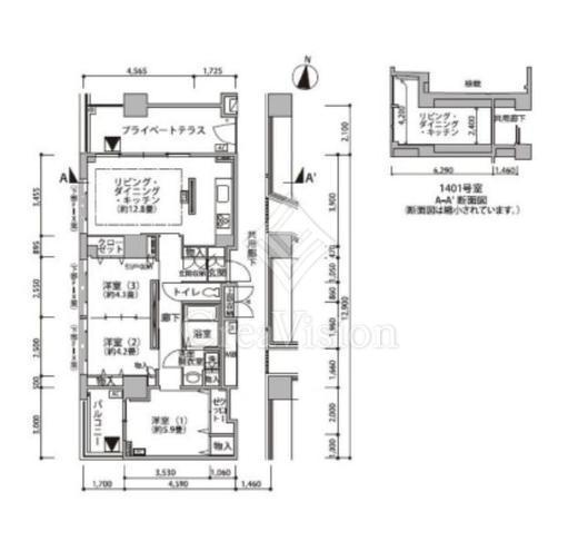 東雲キャナルコートCODAN　19-1401号室　間取り
