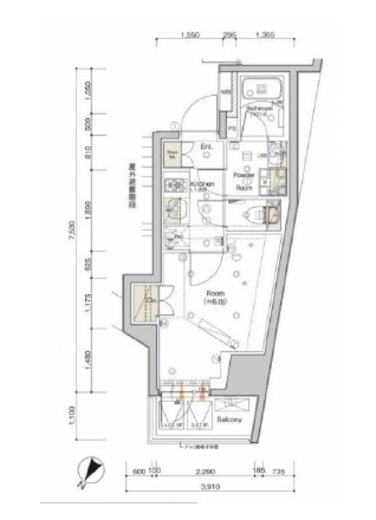 シーフォルム白金高輪　603号室　間取り