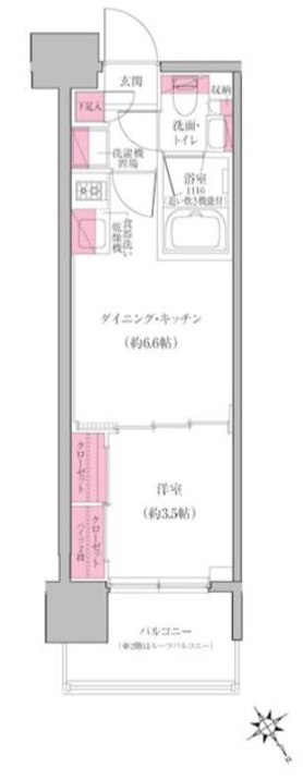 レジディア門前仲町プレイス（旧：クレヴィアリグゼ門前仲町）　9F号室　間取り