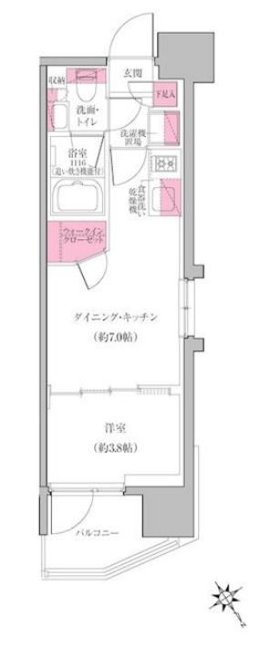 レジディア門前仲町プレイス（旧：クレヴィアリグゼ門前仲町）　909号室　間取り