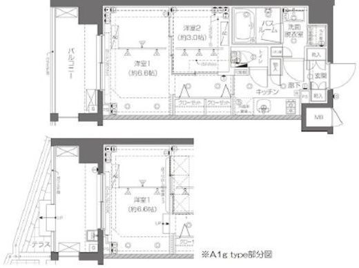 ZOOM新宿西落合　301号室　間取り