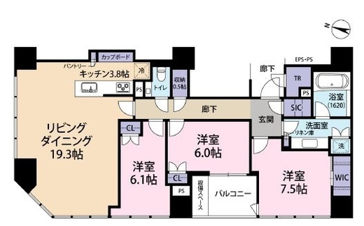 ブリリア一番町　1706号室　間取り