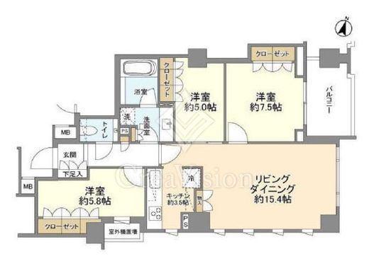 ザ・パークハウス麻布外苑西通り　313号室　間取り