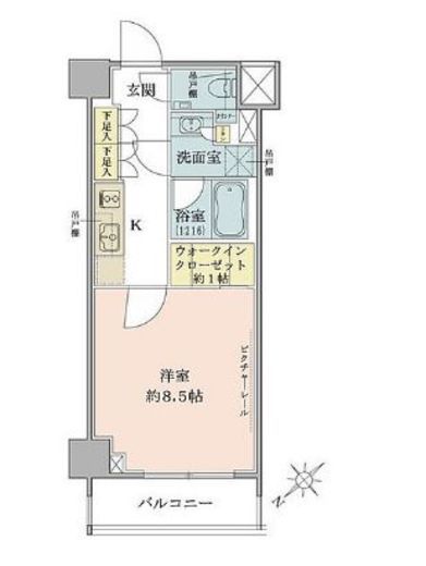 ザ・パークワンズ目黒不動前　206号室　間取り