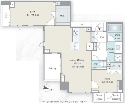 プラウド虎ノ門　19F1号室　間取り