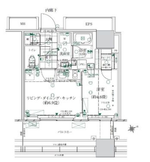 ローレルタワールネ浜松町　206号室　間取り