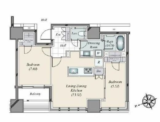 ローレルタワールネ浜松町　1009号室　間取り