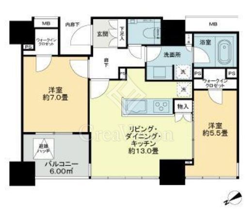 ローレルタワールネ浜松町　1209号室　間取り