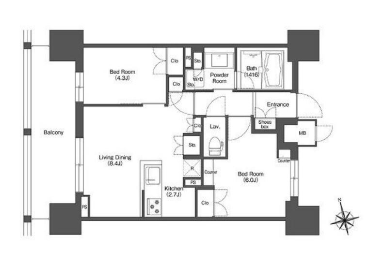 LIBR GRANT西新宿EAST　1103号室　間取り